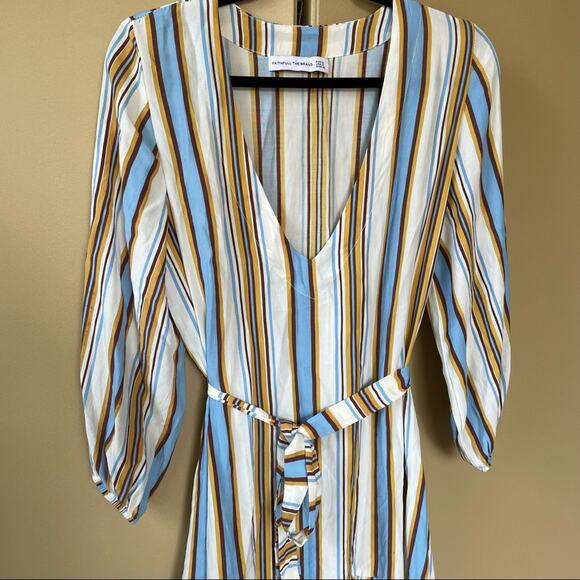 Faithfull the Brand Matilda Stripe Maxi Dress High Low Hem Size 2 - Picture 4 of 15